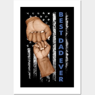 Dad Raised Fist Bump Best Dad Ever African American Gift For Men Father day Posters and Art